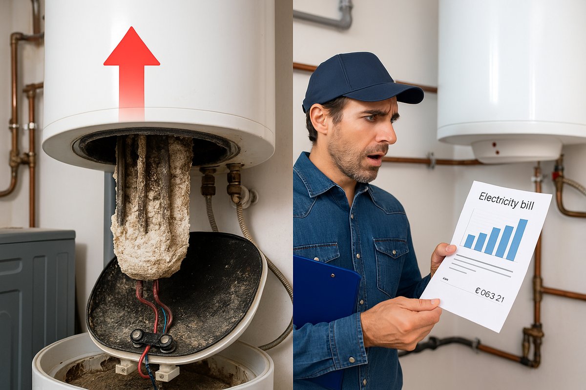 Boiler ouvert lors d'un détartrage : la résistance couverte de tartre