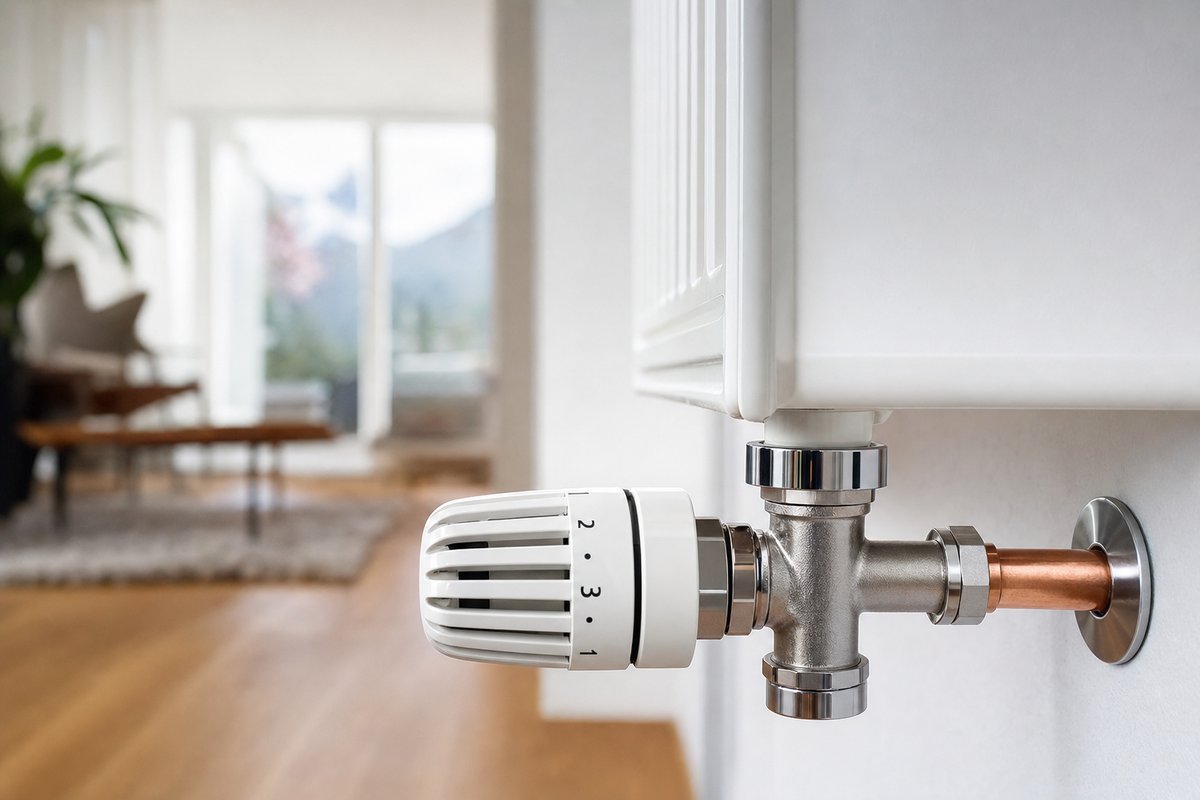 La vanne thermostatique : le point où l'équilibrage se joue, radiateur par radiateur.